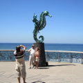 estatua grande de la fuente del seahorse del bronce de la artesanía del metal de las esculturas al aire libre